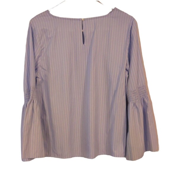 Walter Baker Blouse Light Blue white stripes Bell Sleeve Cotton Top blouse M - Picture 4 of 7
